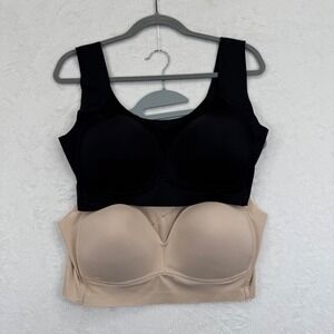 2 Seamless Comfort Bra Tank‎ Top Black Beige 3XL Wireless Sleep Lounge Plus Size